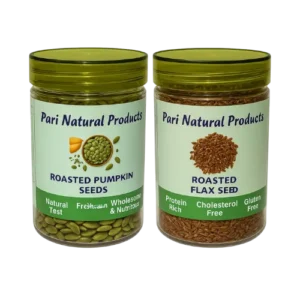 Pari Natural Product Pumpkin Seeds and Flax Seeds – Roasted & Natural | High Fiber, Plant-Based Protein, Omega-3 | Ideal for Keto, Vegan, Fitness Diets | 250g Each