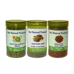 Pari Natural Products Superfood Seeds Combo – Roasted Pumpkin, Chia & Flax Seeds | Rich in Protein, Omega-3 & Magnesium | Natural, Gluten-Free & Nutrient-Rich | Pack of 3